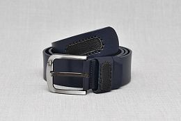 Елегантен мъжки кожен колан в тъмносиньо