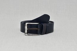 Тъмносин мъжки колан от естествена кожа