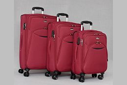 Комплект текстилни куфари в бордо