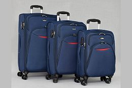 Комплект текстилни куфари в тъмносиньо