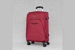 Среден текстилен куфар с четири колела в бордо