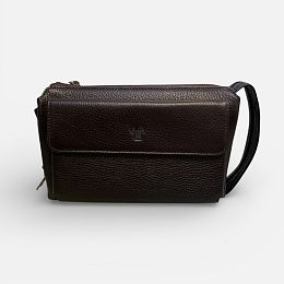 Мъжка чанта тип борсета в тъмно кафяво