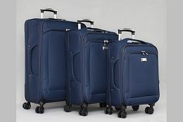 Практичен комплект от текстилни куфари в тъмносиньо