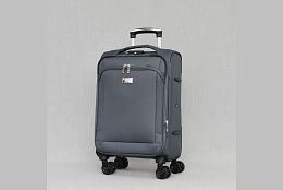 Компактен текстилен куфар в сиво