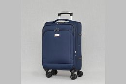 Компактен текстилен куфар в тъмно синьо