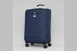 Практичен голям куфар в тъмносиньо