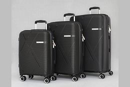 Комплект елегантни полипропиленови куфари в черно