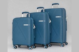 Комплект елегантни полипропиленови куфари в синьо