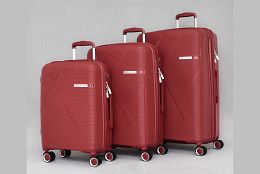 Комплект елегантни полипропиленови куфари в червено