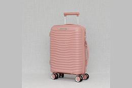Куфар за ръчен багаж в розово със свалящи се колела