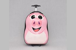 Детски розов куфар с прасенце