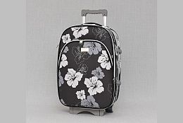 Текстилен куфар с цветя в черно