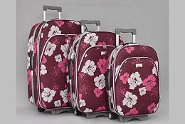 Комплект от 3 текстилни куфара с цветя