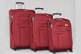 Комплект текстилни куфари в бордо