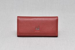 Дамско портмоне от естествена кожа в червено