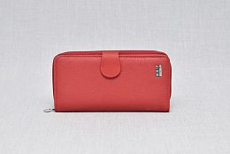 Дамски портфейл от естествена кожа в червено