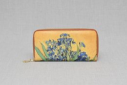 Дамско портмоне с каринен десен от естествена кожа