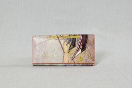 Дамско портмоне от естествена кожа в картинен десен