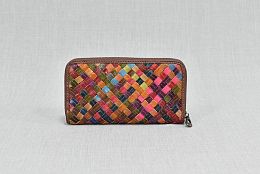 Дамско кожено портмоне плетеница