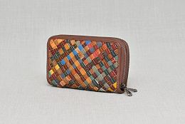 Дамско портмоне тип плетеница от естествена кожа